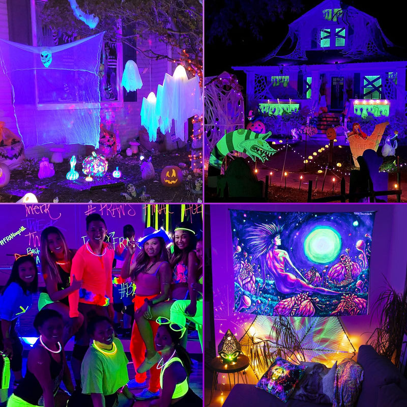 42W Black Light Bar with 5.25ft Cord and Switch, Light Up 23x23ft, Waterproof 40 LEDs Blacklights for Glow Party, Halloween Decor, Body Paint, Bedroom, Classroom 1 Pack 42W-1PACK