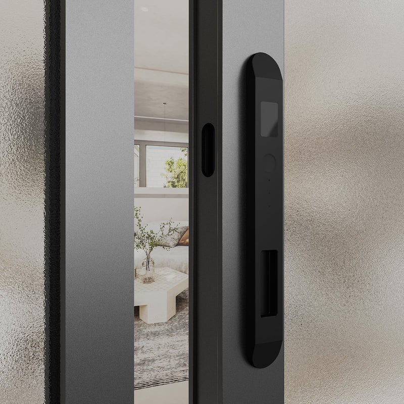 Dummy Lock, Narrow Sliding Door Lock, paring Used with Smart Lock for Double Slider (Black) Black Dummy