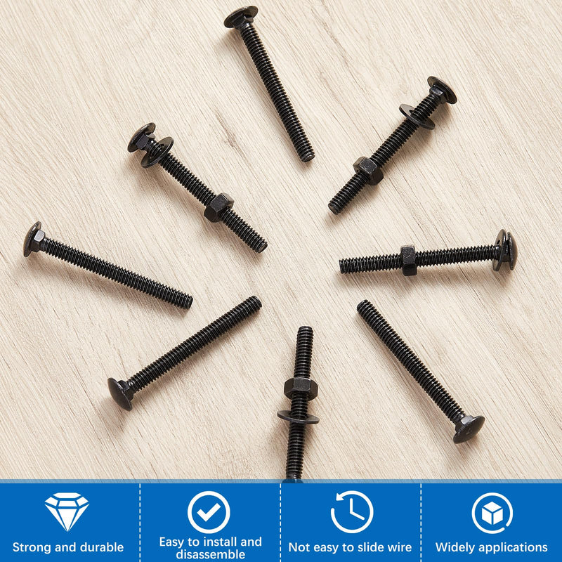 Zonon 25 Sets 1/4-20 x 2-1/2" Stainless Steel Carriage Bolts and Nuts Kit Round Head Square Neck Carriage Bolts Screws and Hex Nuts and Flat Washers, Stainless 18-8 Full Thread Coverage (Black) 1/4-20 x 2-1/2" Black