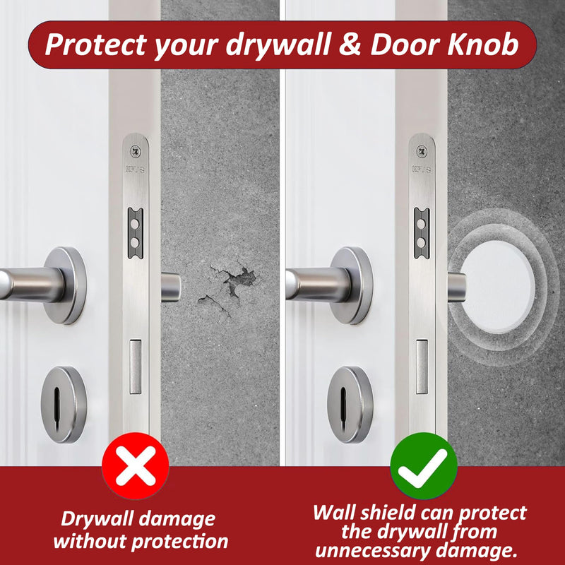 Wideskall® White Round Door Knob Wall Shield Self Adhesive Protector (3" inch Standard Size, 10.00, Count) 3" inch Standard Size