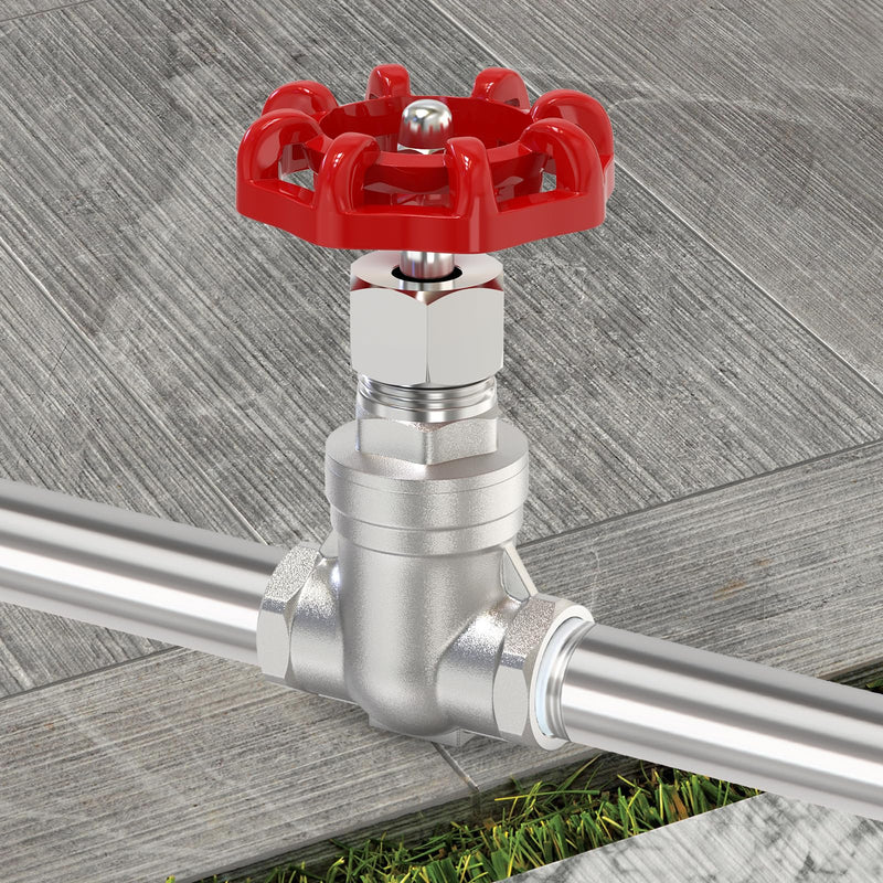 TAISHER 1PCS 304 Stainless Steel Gate Valve, 1-1/4" NPT Female Rotary Sluice Valve With Wheel Handle, For Water, Oil, Gas