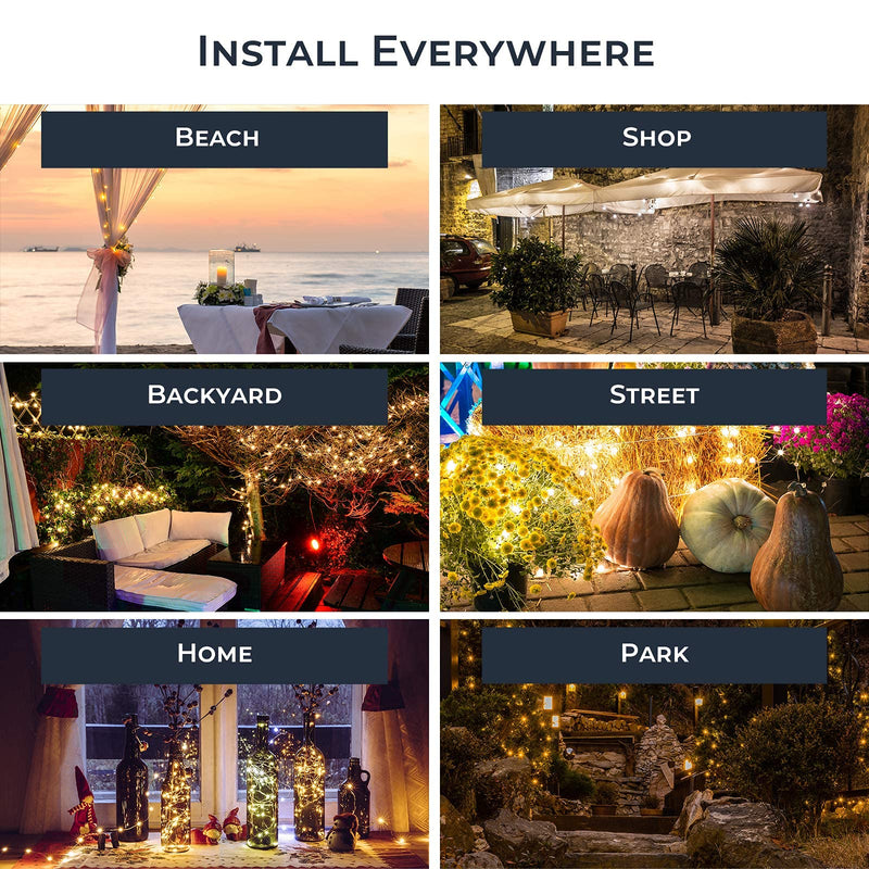 VOOKRY Solar Umbrella Lights Outdoor, Waterproof Solar Powered Patio Umbrella Lights Cordless 8 Modes LED Umbrella Patio Lights for Beach Tent Camping Garden Party Decoration(Warm White) Warm White