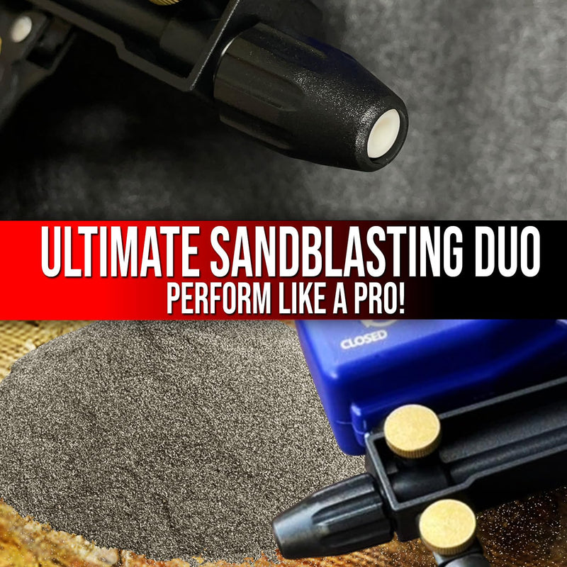 LE LEMATEC Brown Corundum Blasting Media + Accessory Kit for AS118 Sandblaster – Precision Surface Prep & Maintenance Bundle (Corundum + Accessory Packet)