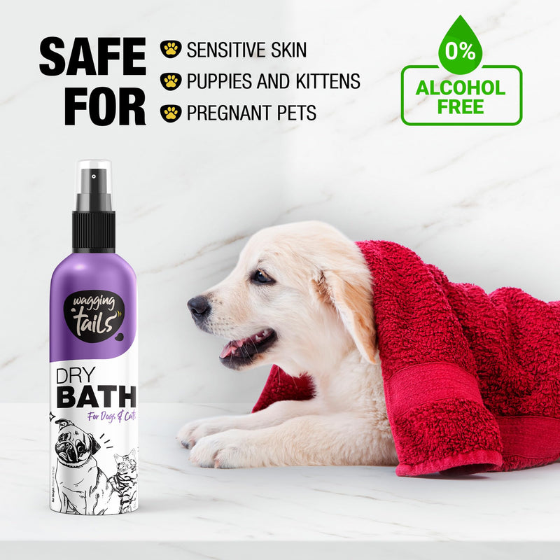 Wagging Tails 6-in-1 Waterless Dry Bath Shampoo for Cats & Dogs, 6.76 fl oz | Waterless Deep Cleaning Pet Spray | Easy to Use | Neutralizes Odors | Moisturizes & Nourishes Coat, Hair, and Skin - PawsPlanet Australia