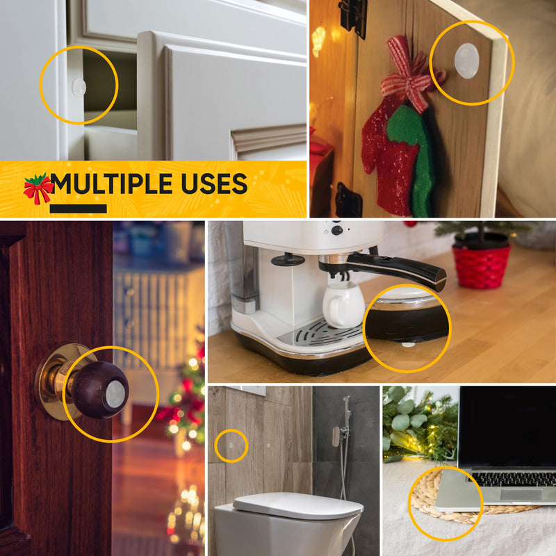 104-Piece Cabinet Bumper Set - Clear, Self-Adhesive Rubber Pads for Cabinet Doors, Cupboards, and Kitchen Cabinet Protectors – Dampen Noise & Protect Surfaces 104