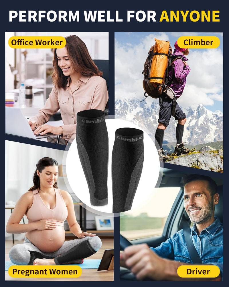CAMBIVO 3 Pairs Calf Compression Sleeve for Women Men, Leg Support for Shin Splints Large-X-Large Black