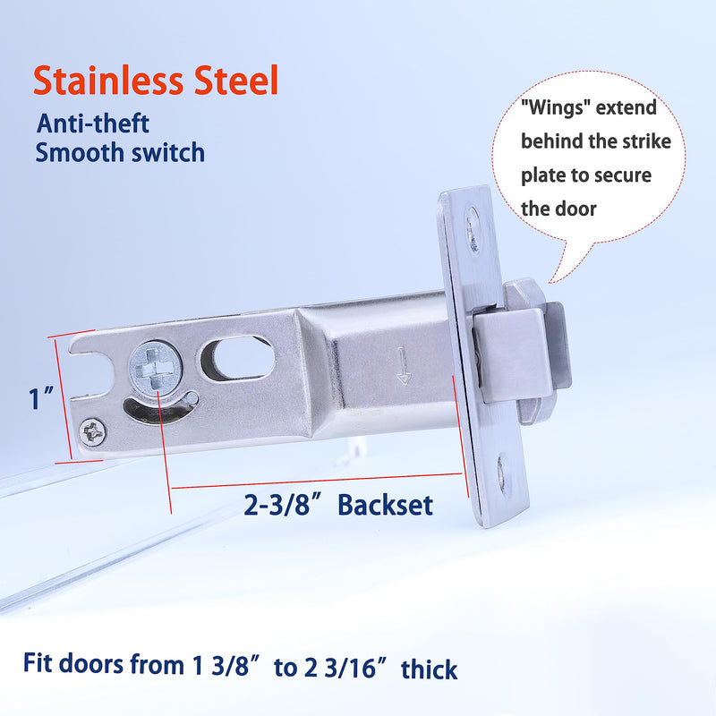 Dontay Pocket Door Passage Lock,Double Sided Rotation Privacy Lock with Large Lever,No Key Flush Mount Latch,Fits Bed&Bath Room Doors Thickness 1-3/8 to 2-3/16 inch(Brushed Nickel,1) Brushed Nickel