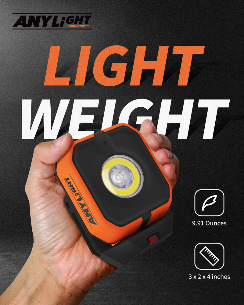 Work Light, Magnetic Rechargeable Light with 4 Modes & 150°Rotatable, 1200LM Waterproof Portable Light with 360° Rotating Hook for Emergency Car Repair, Grill, Outdoor work (1 Pack with Hook) 1 Pack ORANGE-NEW-1PK