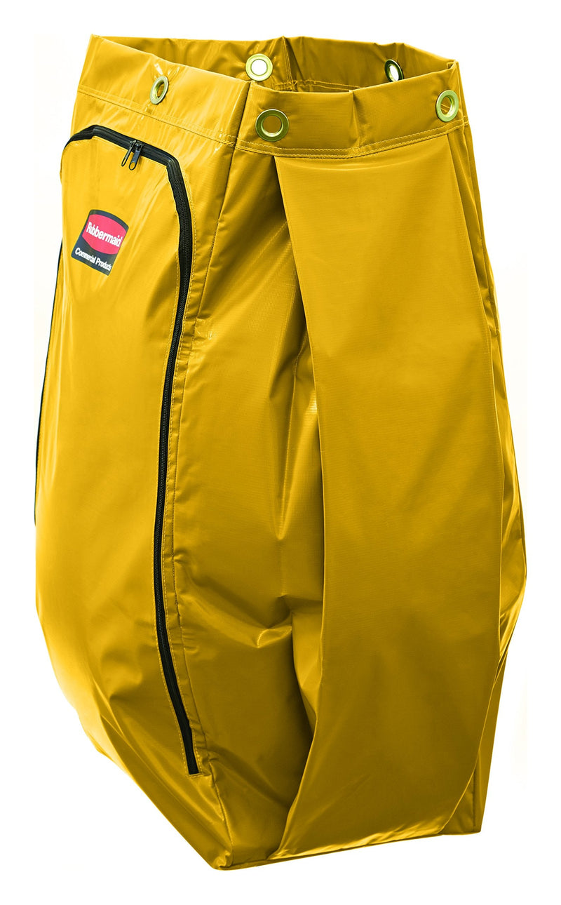 Rubbermaid Commercial High Capacity Vinyl Janitorial Cleaning Cart Bag, Waste/Trash/Laundry/Linen Collection for Restraurant/Café/Office/School/Motel/Facility, 34 Gallon, Yellow 34-Gal.