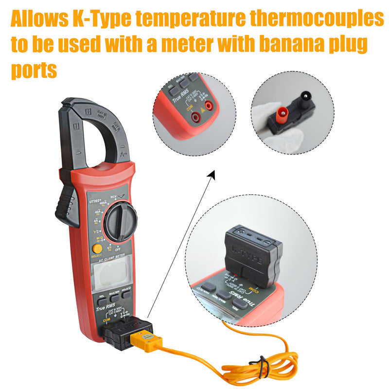 69146 Banana Plug Adapter to K Type Thermocouple, Works with Digital Clamp and Multi Meters Compatible with Klein Tools ZIBOO 69146