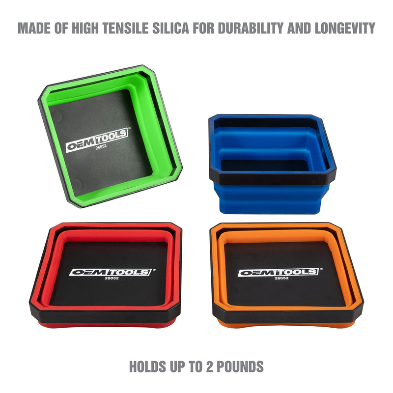 OEMTOOLS 26052 Magnetic Tray, Collapsible Magnetic Screw Holder, 4-Pack, Automotive Tool Storage