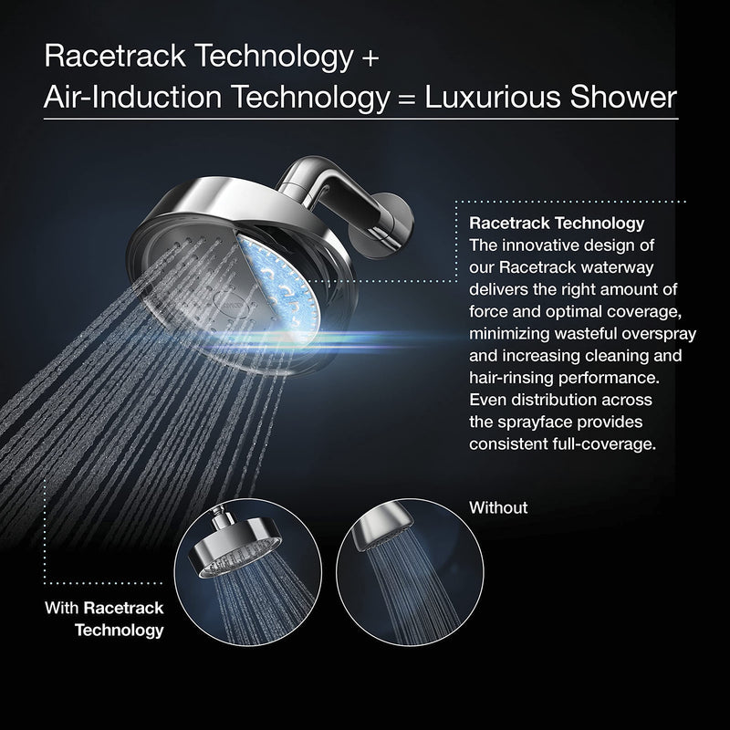 KOHLER 22169-G-AF Forte Multifunction Showerhead, Wall-Mount, 3 Spray Settings, 1.75 GPM, Vibrant French Gold