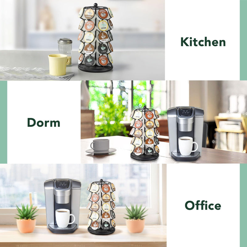 Nifty K Cup Holder – Compatible with K-Cups, Coffee Pod Carousel | 35 K Cup Holder, Spins 360-Degrees, Lazy Susan Platform, Modern Black Design, Home or Office Kitchen Counter Organizer 35 K Cup Holder | Black