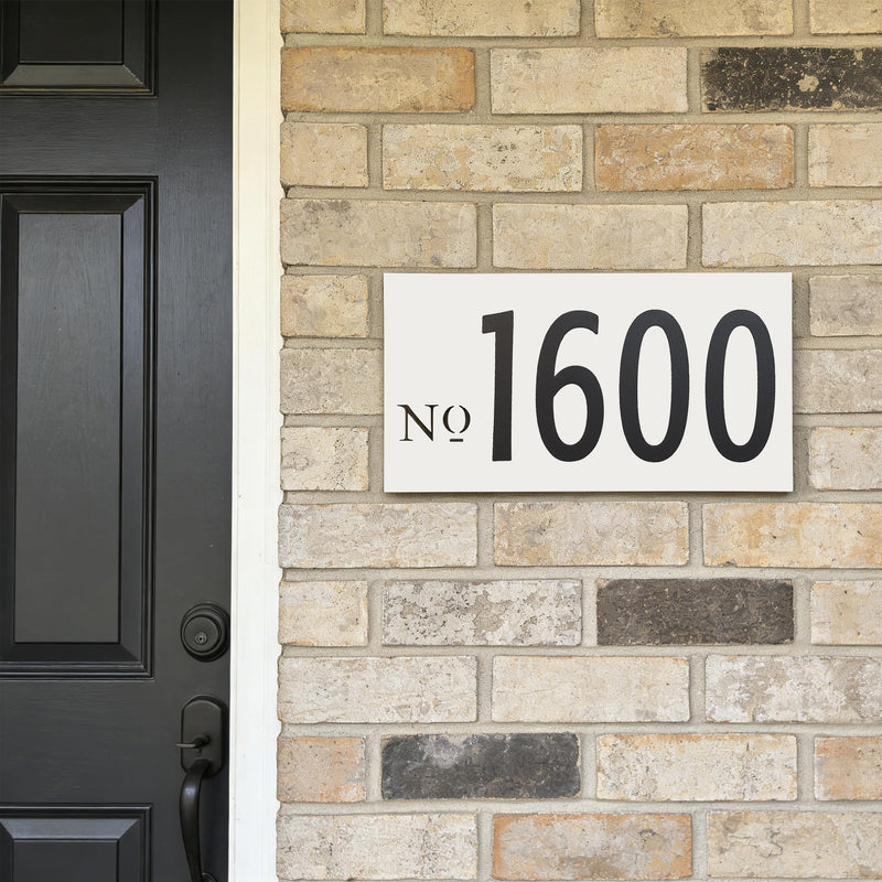 11" x 5.9" Aluminum Address Number Sign, Includes 4 Inch 0-8 Number Stickers & Mounting Screws, Wall Mounted House Address Plaque for 3-4 Digits