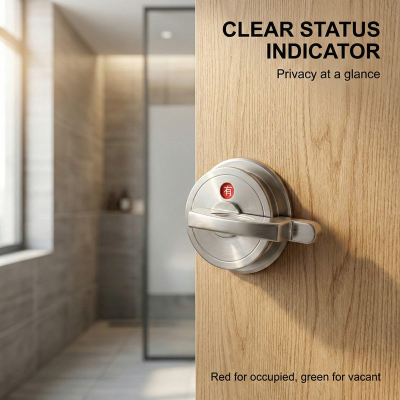 Stainless Steel Round Bathroom Privacy Indicator Lock with Occupied/Vacant Display, Easy Install for Public Restrooms and Changing Rooms