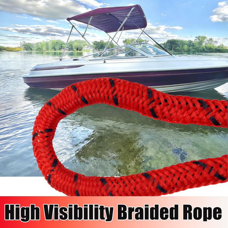 Boat Dock Lines -(Combo 4 ft + 6 ft) Shock Absorber Mooring Ropes with Clip，Boating Docking Ties,Boat Accessories for SeaDoo/Waverunner, Kayak, Pontoon, Dinghy & Small Boats (Red&Black) Red&Black