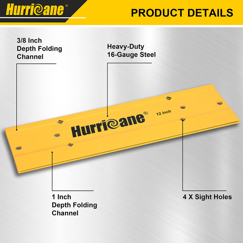 HURRICANE 12 Inch Folding Tool, Sheet Metal Bending Tools for HVAC, Duct Bender Hand Tool, Forming Metal 12" Folding Tool