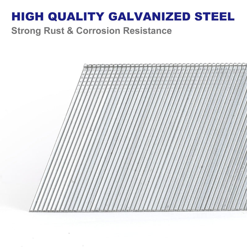 HW HAMWOO 16 Gauge Angled Finish Nails, 20-Degree, 900-Pack (1-1/4"-300, 2"-300, 2-1/2"-300), Galvanized Assorted Size Project Pack,for Pneumatic, Electric Angled Finish Nailer