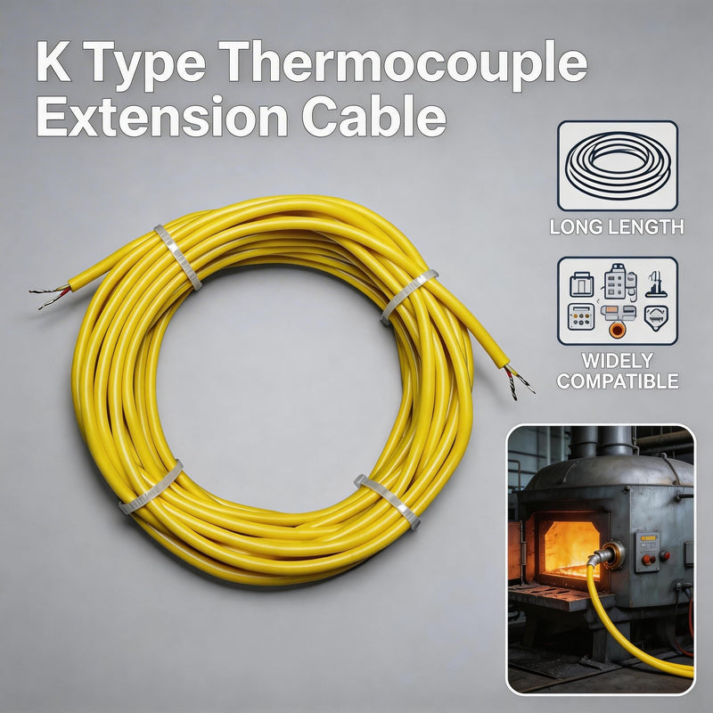 K Type Thermocouple Wire 10-Yard Yellow Flexible Silicone Thermocouple Wire | Temperature Range: -50°F to 2000°F