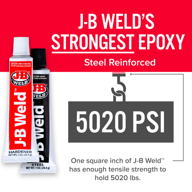 J-B Weld Original Epoxy, Steel Reinforced Epoxy, High Strength - 2 Pack, Dark Grey (8265S-2) 2 oz - 2 pack