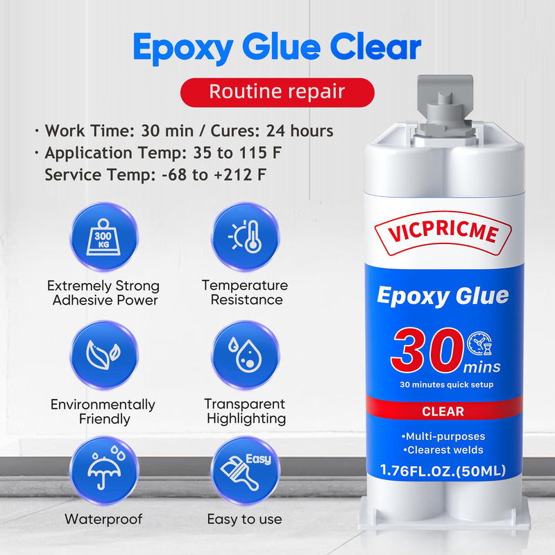 2 Part Epoxy Glue Clear, 1.76oz Syringe, Waterproof Plastic Weld Adhesive, Be Used to Bond Metal, Plastic, Wood, Ceramics, is The Best Golf Club Epoxy Resin Crack Repair Glue (3) clear 3pcs