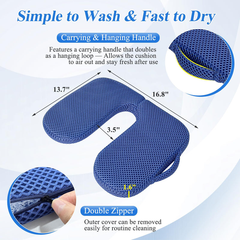 Shower Seat Cushion for Shower Bench, Shower Chair Cushion Pad, U-Shaped Cushion for Inside Shower, Transfer Bench Bathtub Seat Quick Drying Pad with Cutout for Elderly, Handicap Support Accessory 1.6 inches thick
