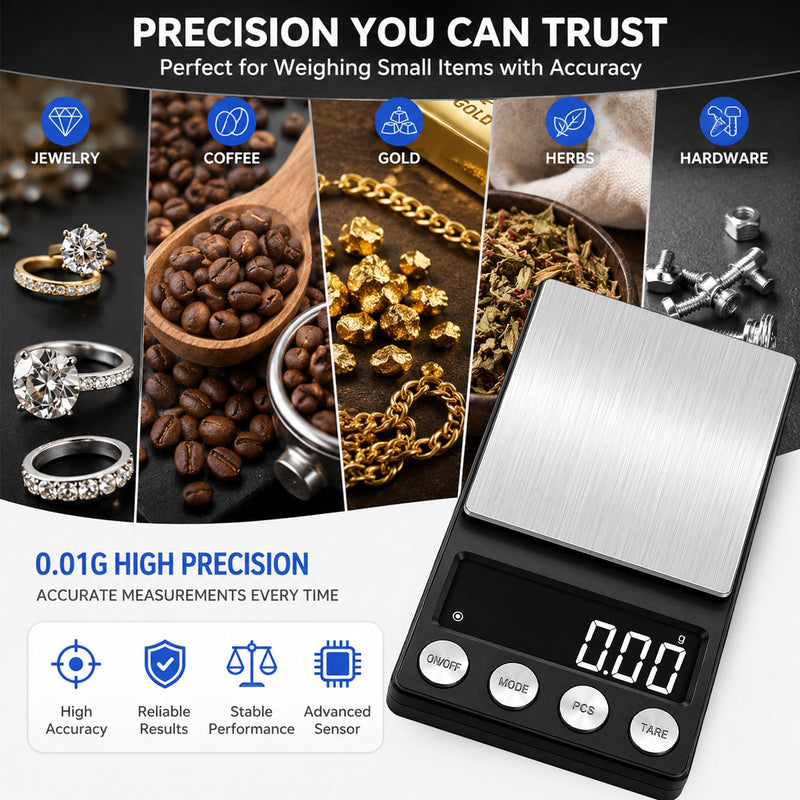 GPY Digital Coin Scale 500g x 0.01g Gram Scale 0.01g Accuracy Jewelry Scale | Coin Scale for Coin Collectors Portable Pocket Precision Scale for Gold, Jewerly, Coin, Herb, Powder with Calibration Weight