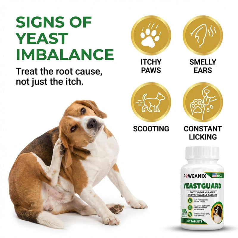 YeastGuard – Dog Yeast Infection Treatment & Probiotics (60 Chews) | Itchy Skin, Ear, Paw & Allergy Relief | 2B CFU + Caprylic Acid | Vet-Approved, Made in USA