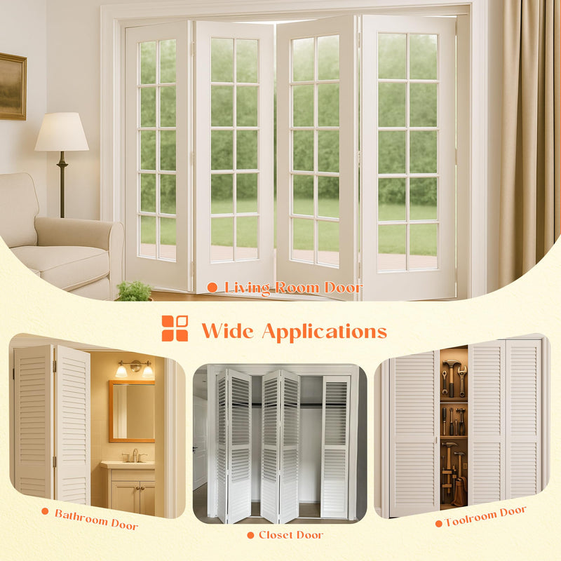 30-Inch Bifold Door Hardware Kit with Track, Closet Door Track Repair Tool Kit, Metal Track Kit for Door Use, White, Boxed 30 Inch