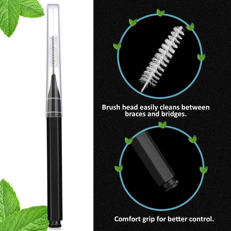 Patelai 50 Pieces Interdental Brush for Cleaner Braces Brush Toothpick Dental Tooth Flossing Head Oral Dental Hygiene Flosser Toothpick Cleaners Tooth Cleaning Tool(Black) Black