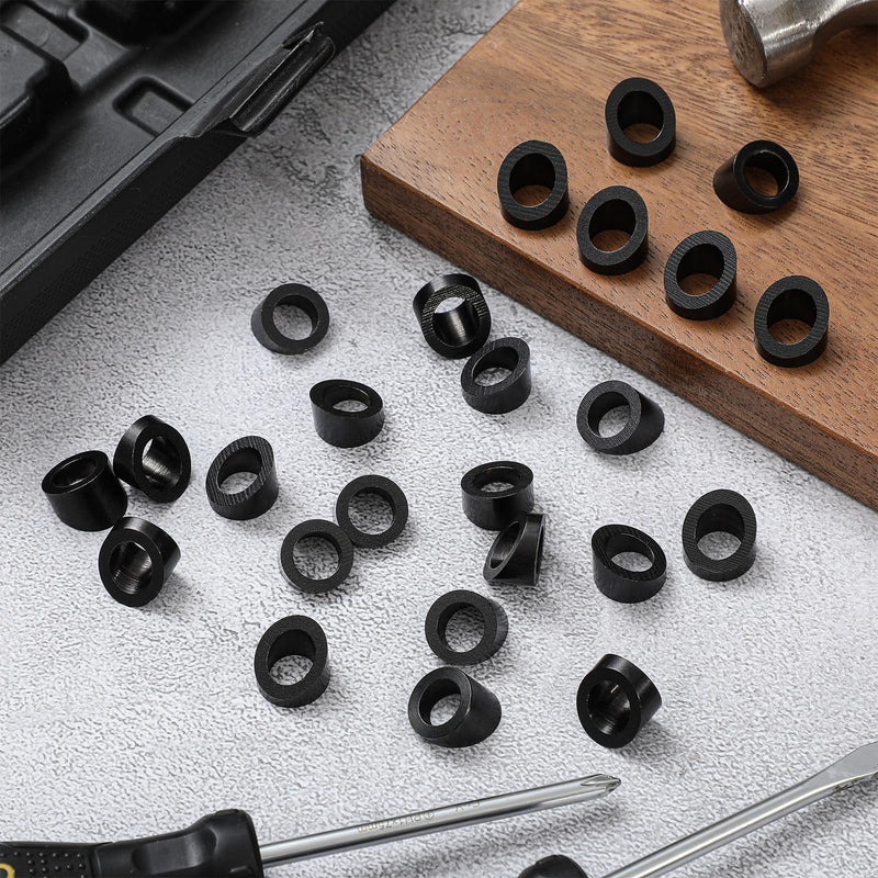 LEIFIDE 30 Degree Angle Washer - 3/8" ID for 1/8" & 3/16" Cable Railing Hardware- Black Stainless Steel Angle Beveled Washer for Cable Railing Stair Ends- 50 Pack 3/8 Inch