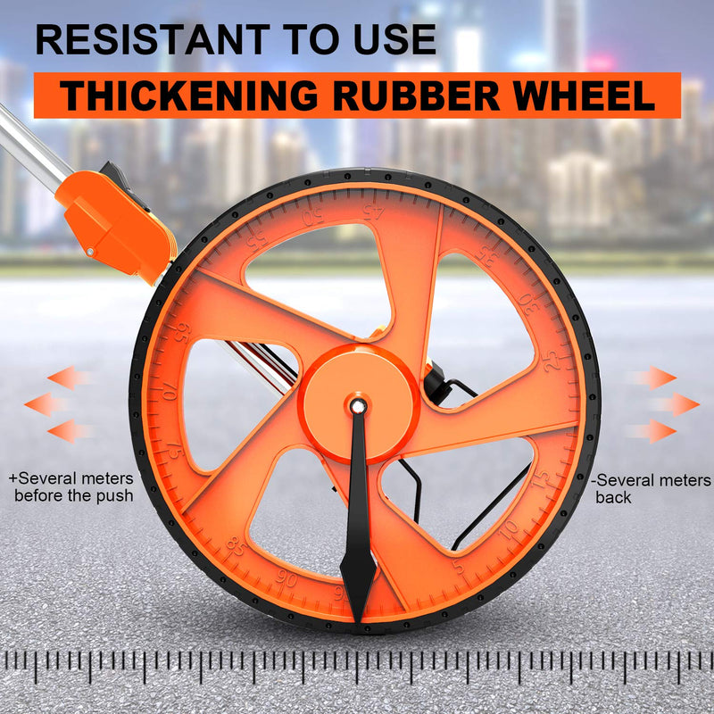 Zozen Distance Measuring Wheel with Marking Flags, Measure Wheel in Feet and Inches, Collapsible | Mechanical | One Key to Reset | Kickstand to Keep Stand | Starting Point Arrow and Carrying Bag.