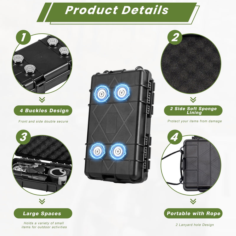 Magnetic Key Box for Under Car, 7.3''x4.2'' Car Key Fob Holder Outdoor Magnetic Box Waterproof Large Magnetic Key Holder Under Vehicles Hide a Key 4 Strong Magnets for Hiding Keys, Black