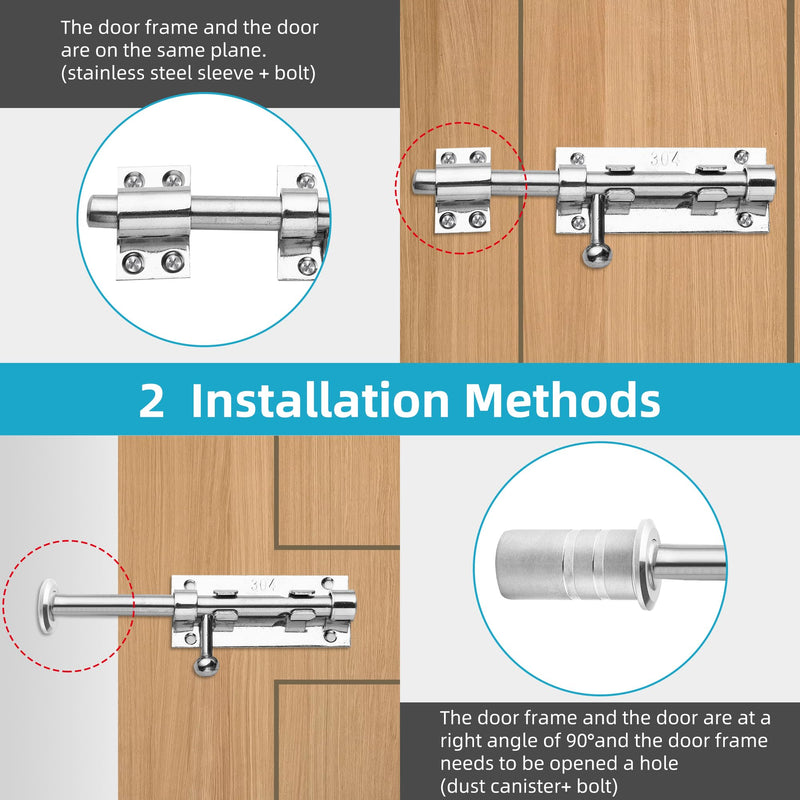 Heavy Duty 304 Stainless Steel Gate Latches,for Wooden Fences,Metal Gates Doors Stopper,Padlock Latches Heavy Duty Barrel Bolts Safety,Yard Door，Barn Door Slide Bolt (White, 6.3in) White