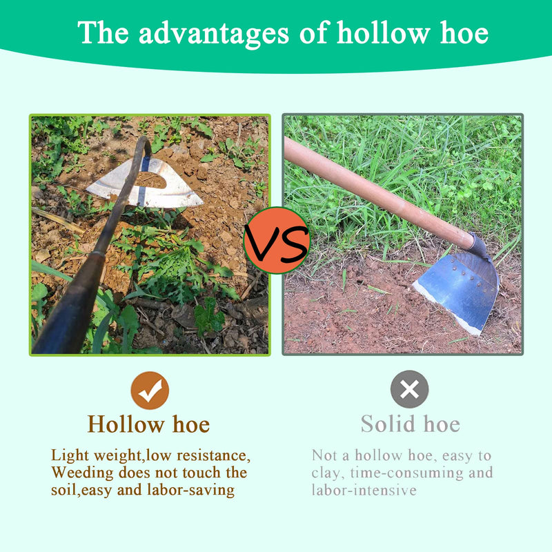 Garden Hoe All-Steel Hardened Hollow Hoe, Sharp Durable Garden Weeding Tools, Garden Edger Weeder Portable Household Vegetable Garden Shovel for Backyard Loosening Farm Planting Weeding 2Pack