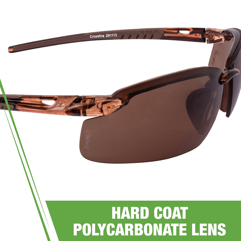 Crossfire ES5 Premium Safety Eyewear, Ultralight Frame and Adjustable Nosepiece Polarized Brown Lens One Size Safety Glasses