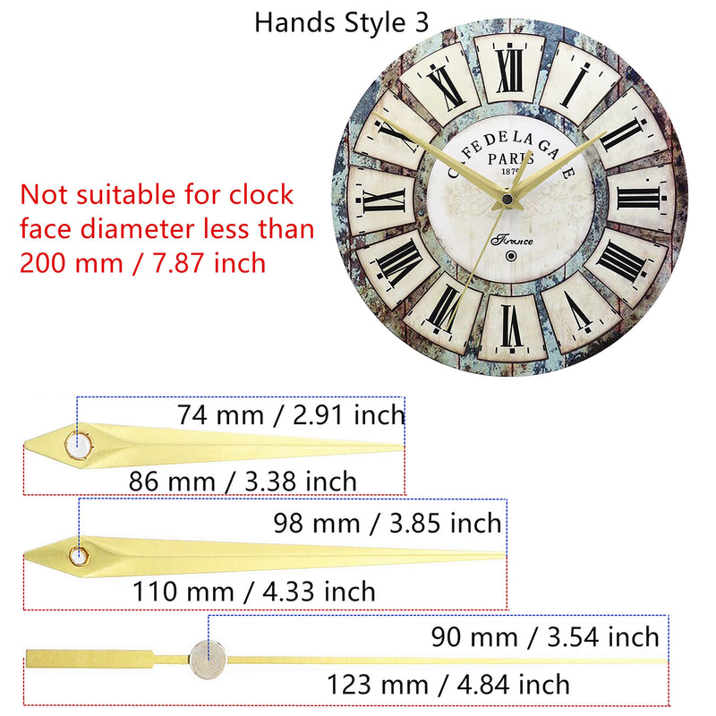Youngtown 12888 Snap in Type 4.5mm Hour Shaft Length Continuous Sweep Non Threaded Quartz Clock Movement 8mm Total Shaft Length (A Hands). Total minute hand :105 mm (4.13 inch)