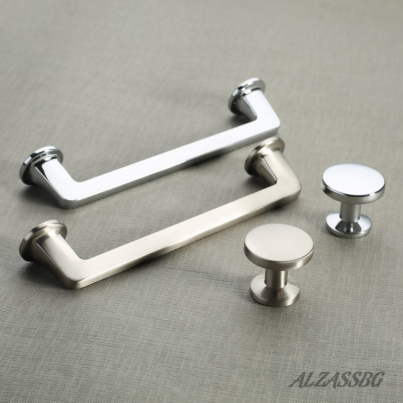 Alzassbg 10 Pack Polished Chrome Cabinet Knobs, 1.1 Inch(30mm) Diameter Round Cabinet Knob Hardware for Kitchen Dresser Drawer AL6044CP