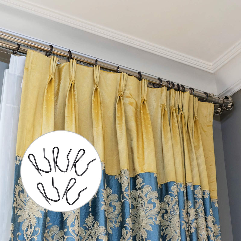 Shappy 120 Pack Drapery Hooks Pins for Curtains, Metal Pinch Pleat Hooks with Clear Box 1.2 Inch for Window Door and Shower Curtain(Black) Black