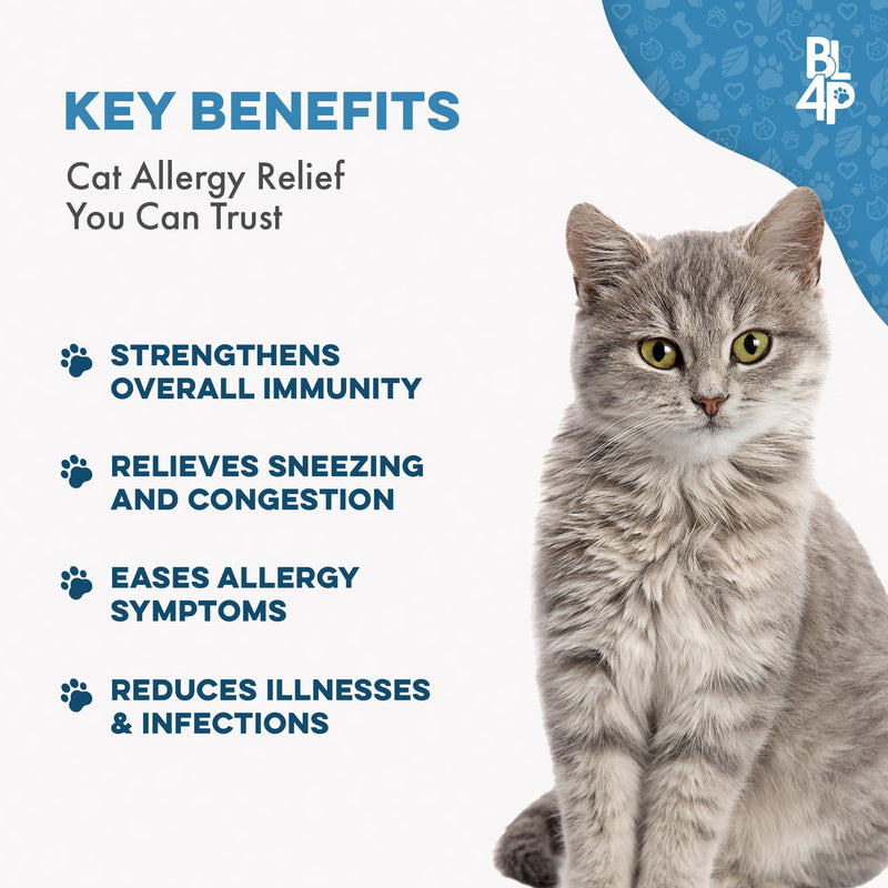 Cat Itchy Skin Relief & Hair Loss Treatment, Holistic Allergy Relief for Cats Calms Dry Skin, Dandruff, Reduces Licking, Scratching & Cat Allergy Relief & Immune Support, Relief for Seasonal Allergies