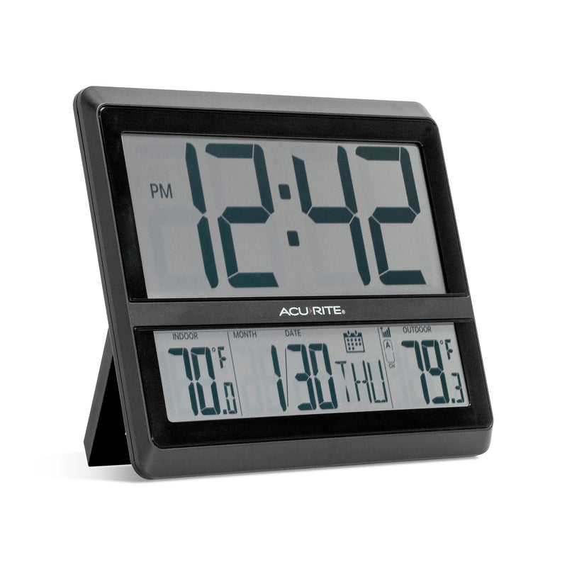 AcuRite Large Wireless Atomic Clock with Indoor and Outdoor Temperature, Date, Day of The Week, and Automatic DST Changes (75440)