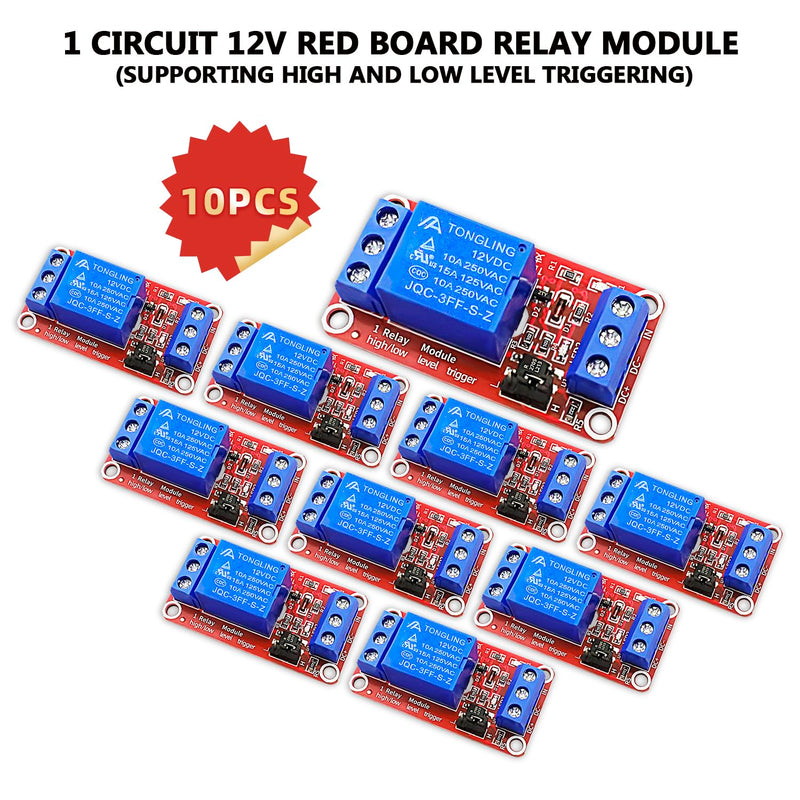 12V 1 Channel Relay Module，10PCS Optocoupler Isolation Support High and Low Level Trigger 1 Channel 12V Relay