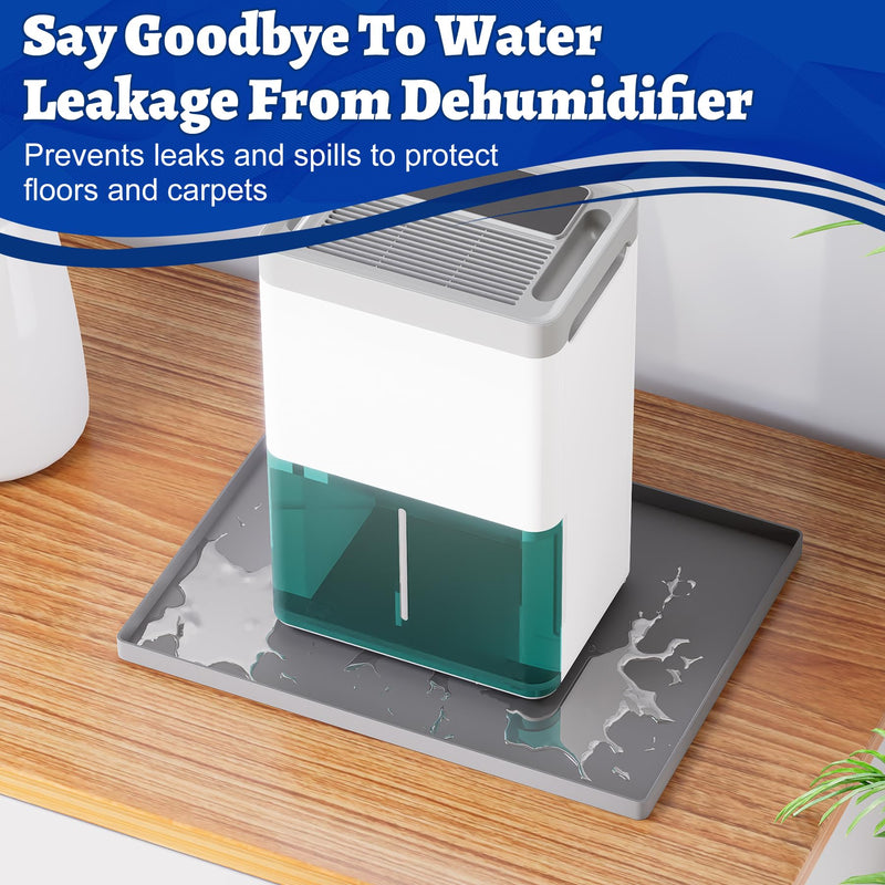 Dehumidifier Mat for Home Dehumidifiers, Mini Dehumidifier Drain Pan Prevent Leaks, Waterproof De humidifier Tray, Non-Slip Drain Mat Prevents Water from Pooling Underneath, Grey, 12"x10"