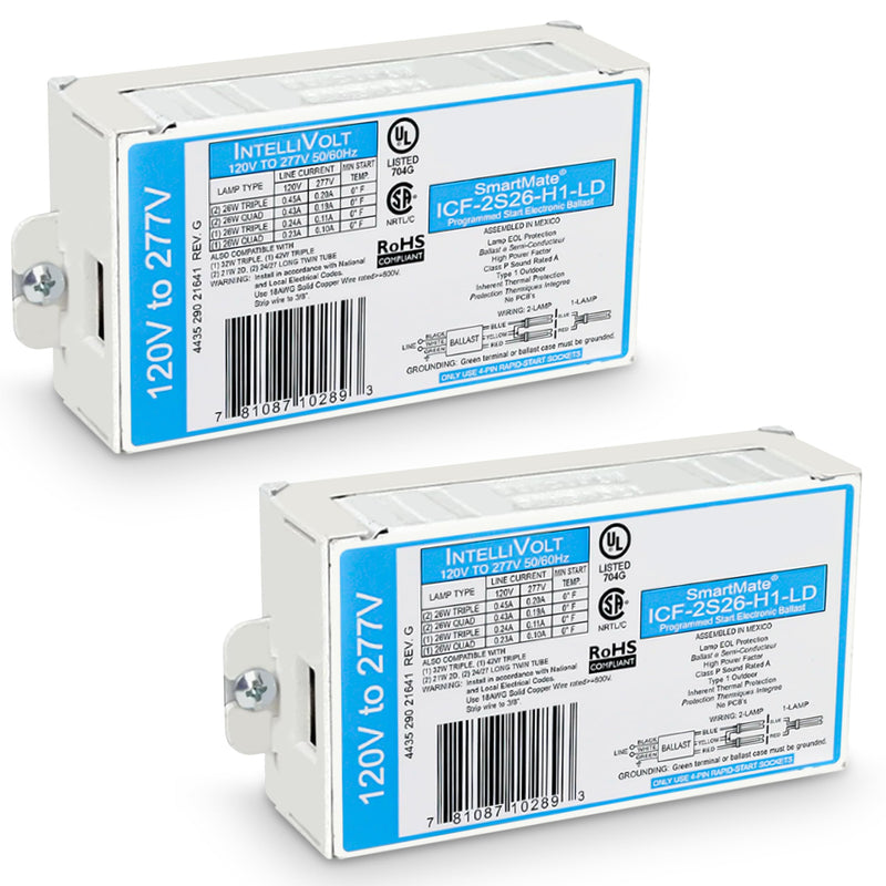 OHLECTRIC Replacement for ICF-2S26-H1-LD Compact Fluorescent Ballast (2 Pack) | Programmed Start Electronic Ballast, 120/277 Volt