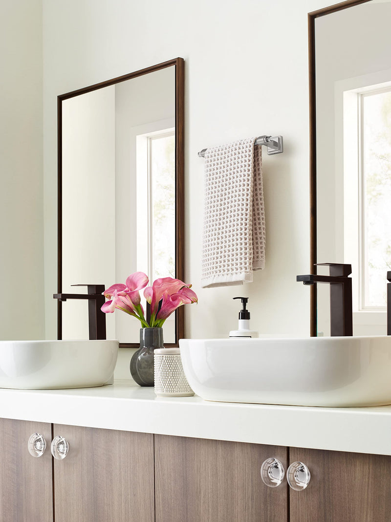 Amerock BH36065CG10 | Clear/Brushed Nickel Towel Bar | 8 inch (203 mm) Center-to-Center Towel Rack | Glacio | Bathroom Towel Holder | Bathroom Hardware | Bath Accessories