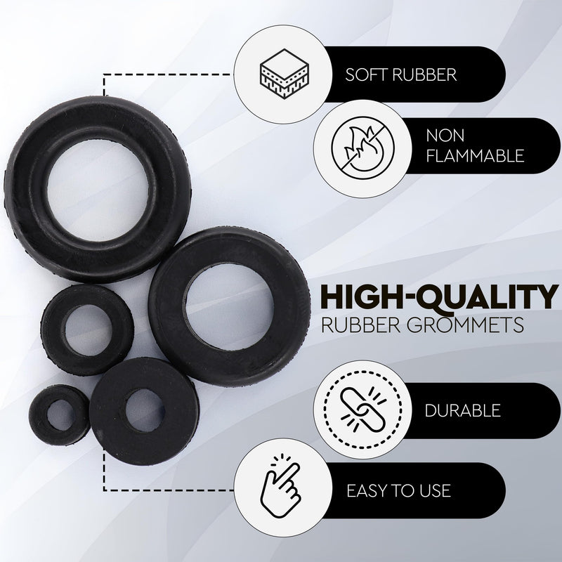 125pc 18 Sizes Rubber Grommet Kit - Includes Rubber Grommets for Wiring, Rubber Hole Plugs, and Automotive Firewall Grommet (1/4” 5/16” 1/2” 7/32” 3/8” 9/16” 5/16” 5/8” 3/4” 7/8” 15/16” 21/32” 1”) 18 Sizes (125-Pc)