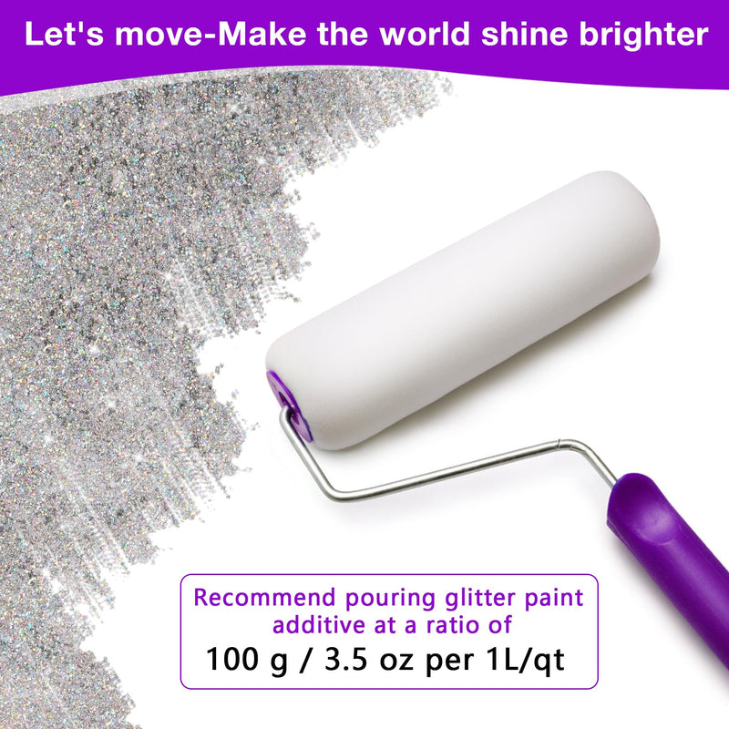 TORC Glitter Paint Additive Glitter Holographic Silver Glitter Crystals for Acrylic Paint, Interior & Exterior Walls, Wood, Varnish, Furniture, Craft, Matte, Gloss, Satin, Silk, Mixed Size 200g/7oz 7 Ounce (Pack of 1)