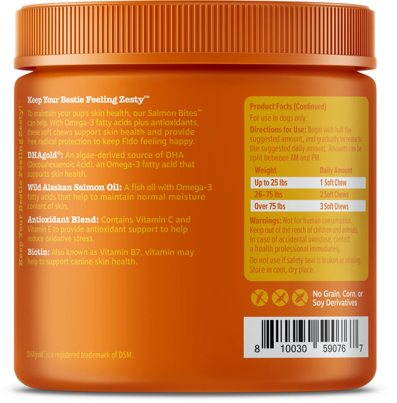Zesty Paws Salmon Fish Oil Omega 3 for Dogs - with Wild Alaskan Salmon Oil - Anti Itch Skin & Coat + Allergy Support - Hip & Joint + Arthritis Dog Supplement + EPA & DHA Bacon 90 Count (Pack of 1) - PawsPlanet Australia
