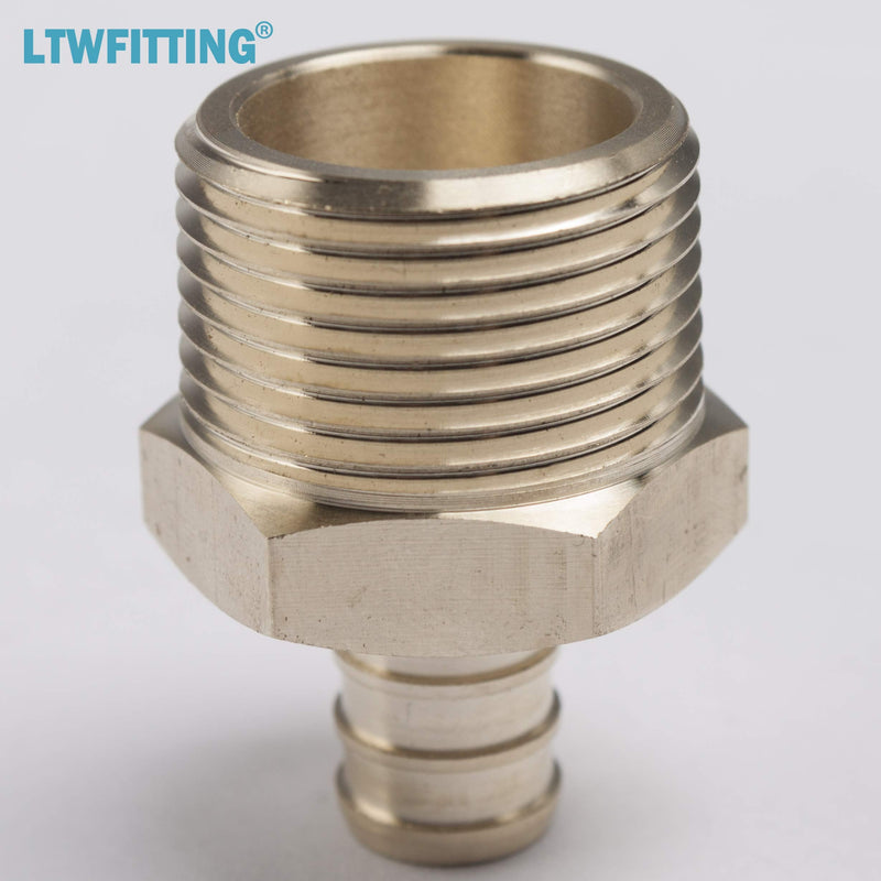 LTWFITTING No Lead Brass PEX Adapter Fitting 1/2-Inch PEX x 3/4-Inch Male NPT Crimp Adaptor (Pack of 20)