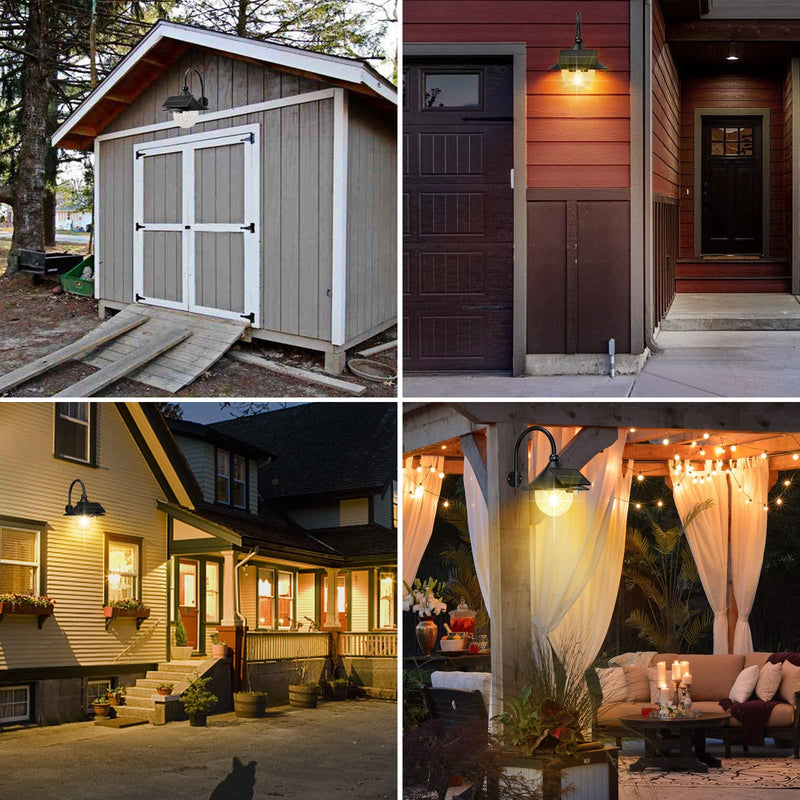 Auzev Solar Lantern Lights Outdoor Retro Solar Barn Light with 3 Lighting Modes & Motion Sensor, Wall Mount Waterproof Outside for Farmhouse, Patio, Garden, Shed and Courtyard (Black-1Pack) Black-1Pack
